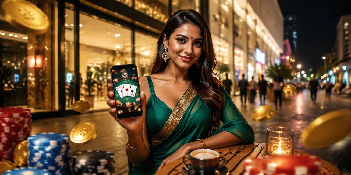 Woman registering on mobile device during poker game in Bangalore