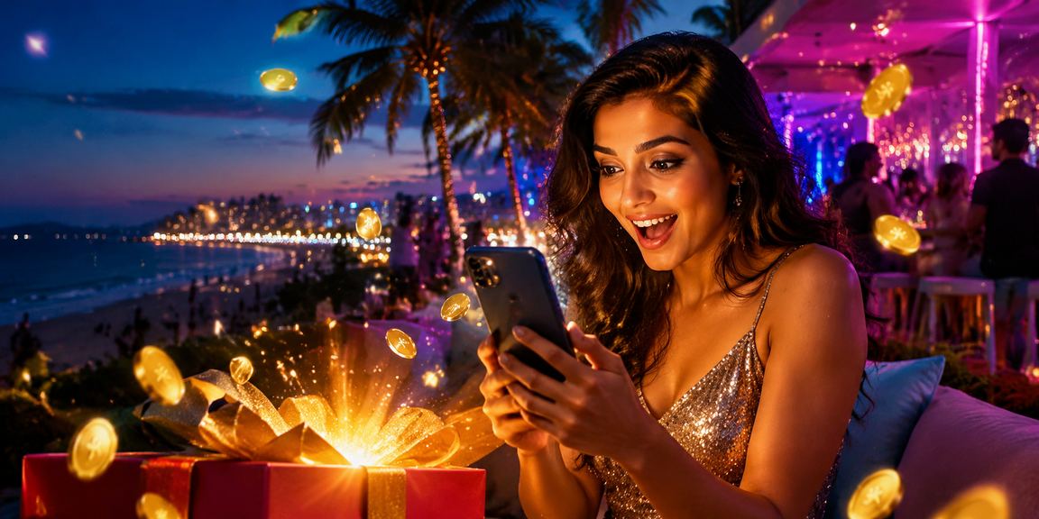 Mobile teenager playing casino games on beach in Goa